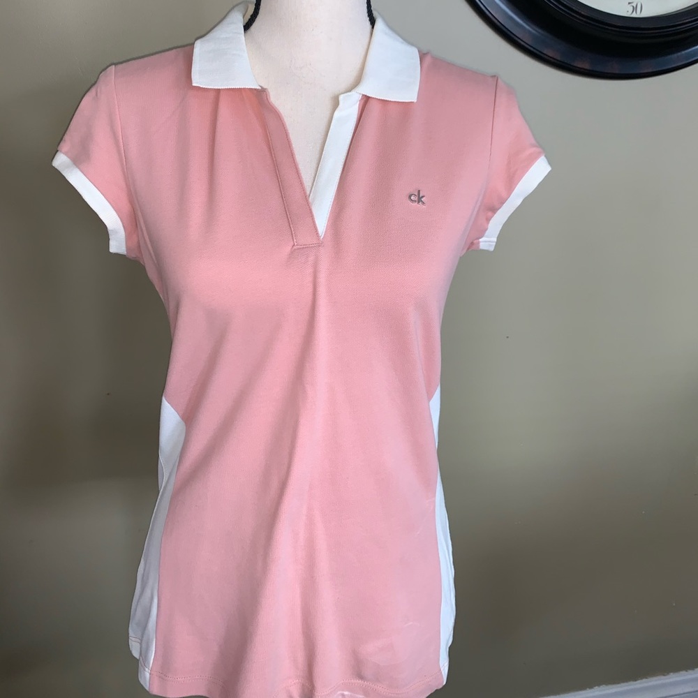 Small pink and white Calvin Klein polo